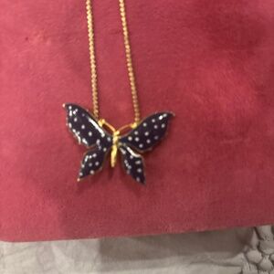 Blue butterfly necklace